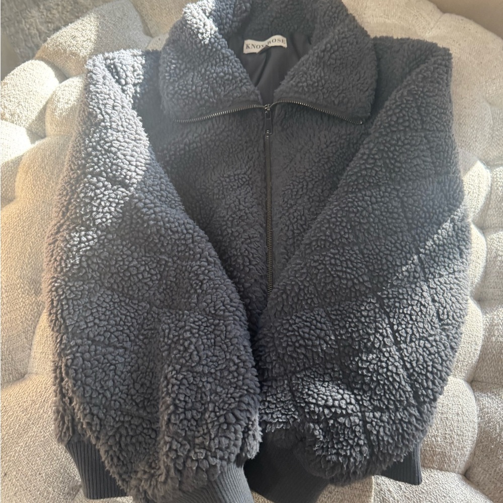 Knox Rose Gray Sherpa Jacket